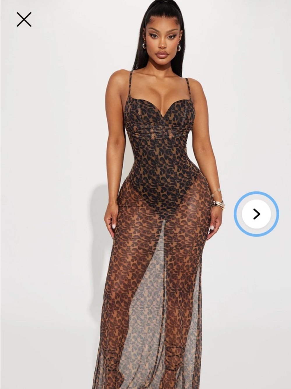 #314 Fashion Nova NWT gorgeous Leopard Print Sheer Maxi Dress - size 1X